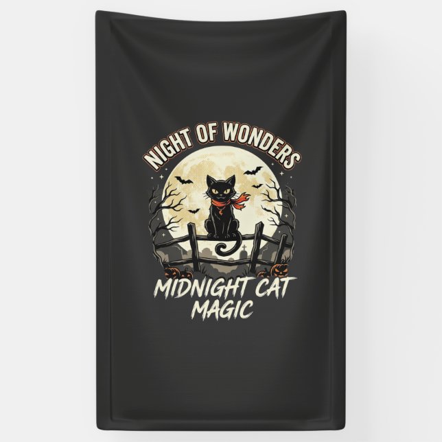 Halloween-Schwarze Katze Mondlicht Banner (Vertikal)