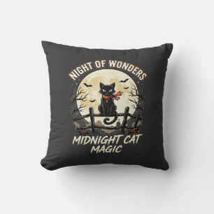 Halloween schwarze Katze Mondlicht Kissen