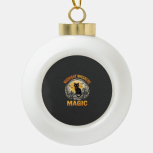 Halloween-Schwarze-Katze-Mondlicht-Magie Keramik Kugel-Ornament