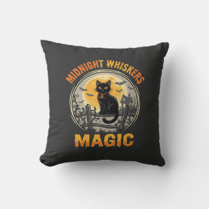 Halloween-Schwarze-Katze-Mondlicht-Magie Kissen