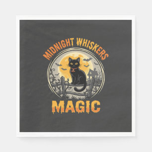 Halloween-Schwarze-Katze-Mondlicht-Magie Serviette