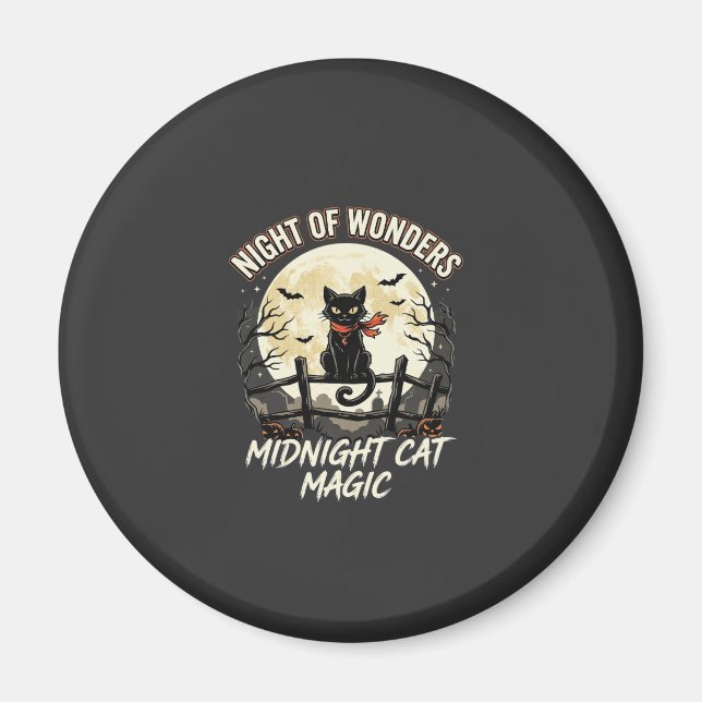Halloween schwarze Katze Mondlicht Magnet (Vorne)