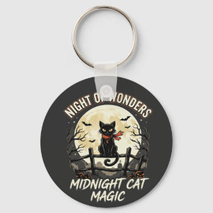 Halloween schwarze Katze Mondlicht Schlüsselanhänger