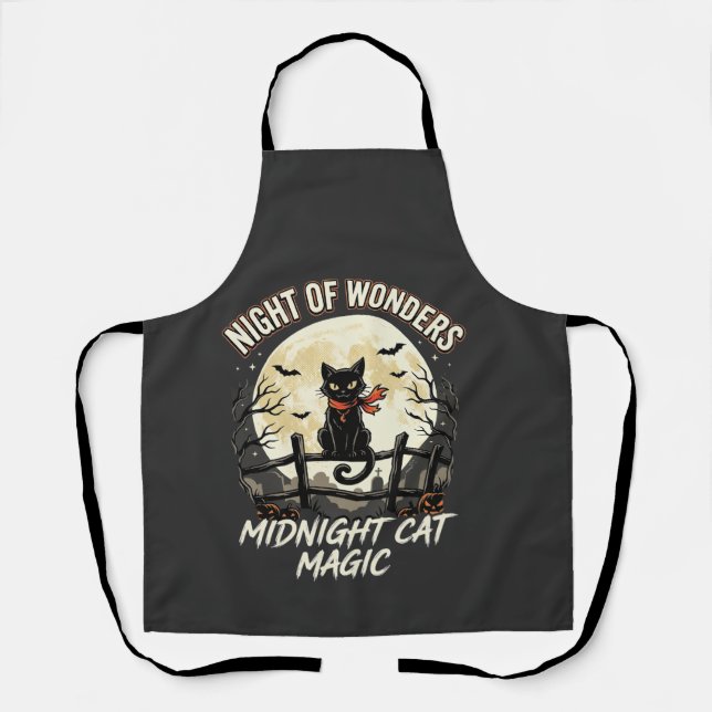 Halloween schwarze Katze Mondlicht Schürze (Vorderseite)