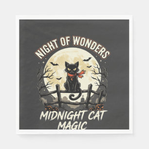 Halloween-Schwarze Katze Mondlicht Serviette