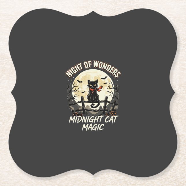 Halloween-Schwarze Katze Mondlicht Untersetzer (Vorderseite)