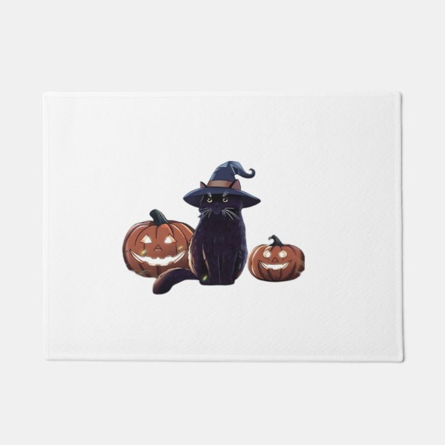 Halloween schwarze Katze Oversized T-Shirt Fußmatte (Vorderseite)