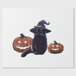 Halloween-Schwarze-Katze Oversized T-Shirt Geschenkpapier