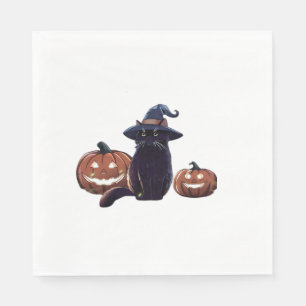 Halloween schwarze Katze Oversized T-Shirt Serviette