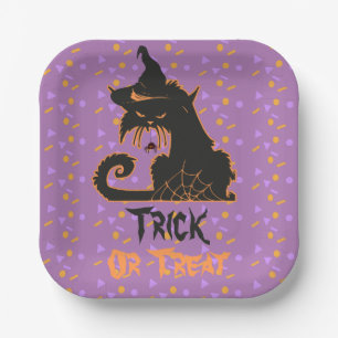 Halloween-Schwarze-Katze-Party-Konfetti Pappteller