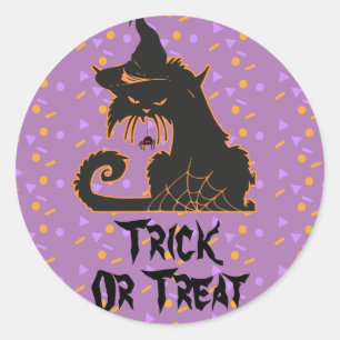 Halloween-Schwarze-Katze-Party-Konfetti Runder Aufkleber
