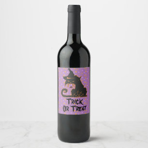 Halloween-Schwarze-Katze-Party-Konfetti Weinetikett