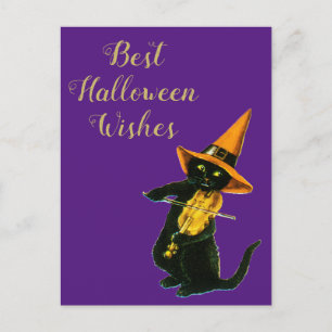 Halloween-Schwarze Katze Postkarte