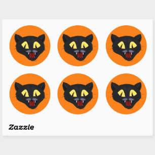 Halloween-Schwarze Katze  Runder Aufkleber