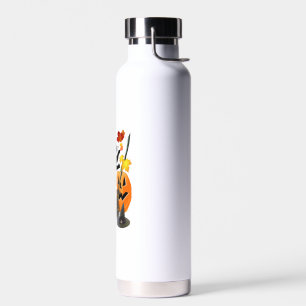 Halloween schwarze Katze schlägt schöne Blätter Trinkflasche