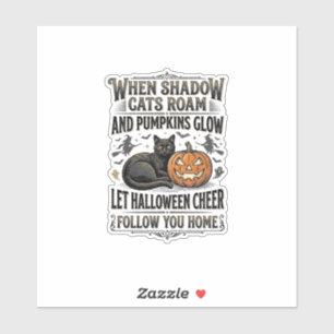 Halloween-Schwarze-Katze-Shirt-Vintage-Kürbis-Grav Aufkleber
