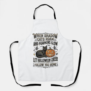 Halloween-Schwarze-Katze-Shirt-Vintage-Kürbis-Grav Schürze