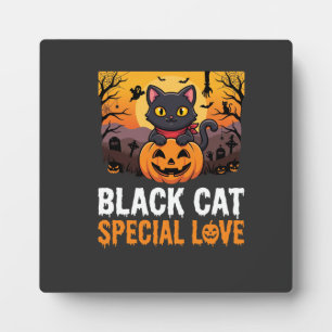 Halloween-Schwarze-Katze-Special-Love-Kürbis-Desig Fotoplatte