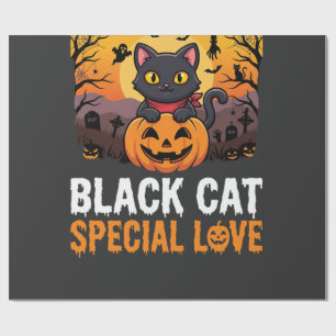 Halloween-Schwarze-Katze-Special-Love-Kürbis-Desig Geschenkpapier