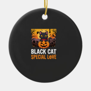 Halloween-Schwarze-Katze-Special-Love-Kürbis-Desig Keramik Ornament