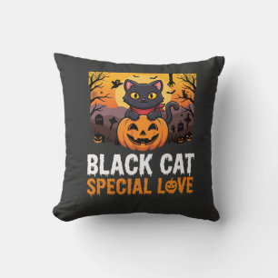 Halloween-Schwarze-Katze-Special-Love-Kürbis-Desig Kissen