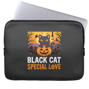 Halloween-Schwarze-Katze-Special-Love-Kürbis-Desig Laptopschutzhülle