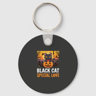 Halloween-Schwarze-Katze-Special-Love-Kürbis-Desig Schlüsselanhänger