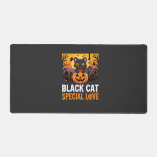 Halloween-Schwarze-Katze-Special-Love-Kürbis-Desig Schreibtischunterlage