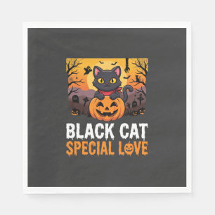 Halloween-Schwarze-Katze-Special-Love-Kürbis-Desig Serviette
