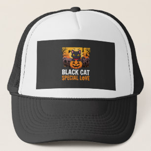 Halloween-Schwarze-Katze-Special-Love-Kürbis-Desig Truckerkappe