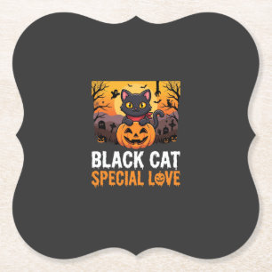 Halloween-Schwarze-Katze-Special-Love-Kürbis-Desig Untersetzer