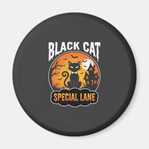 Halloween-Schwarze-Katze-Spukhaus-Mond-Design Magnet