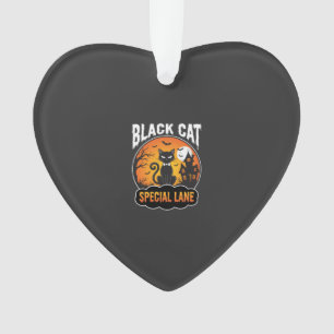 Halloween-Schwarze-Katze-Spukhaus-Mond-Design Ornament