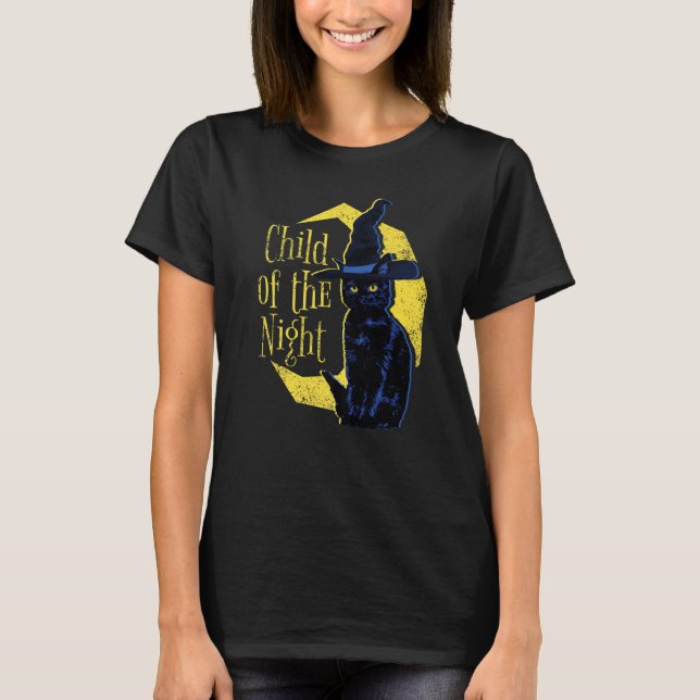 Halloween-Schwarze Katze T-Shirt (Vorderseite)