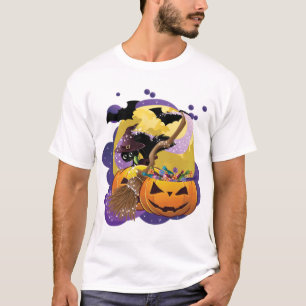Halloween schwarze Katze T-Shirt