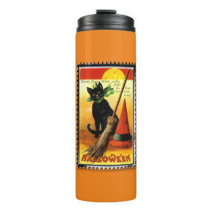 Halloween schwarze Katze Thermobecher Thermosbecher