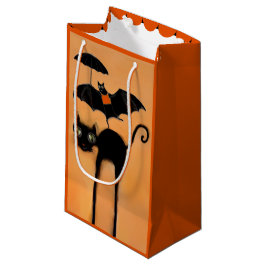 Halloween schwarze Katze und Fledermaus Kleine Geschenktüte