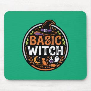 Halloween: schwarze Katze und Geist – Basic Witch. Mousepad