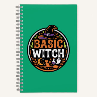 Halloween: schwarze Katze und Geist – Basic Witch. Notizbuch