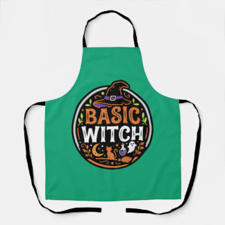 Halloween: schwarze Katze und Geist – Basic Witch. Schürze