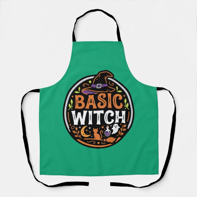 Halloween: schwarze Katze und Geist – Basic Witch. Schürze (Vorderseite)