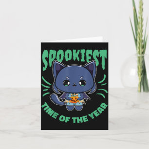Halloween-Schwarze Katze und Kürbis für Horror-Fan Karte