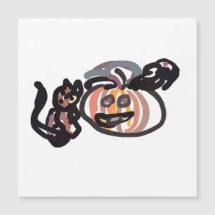 Halloween-Schwarze Katze und Rabe Magnetkarte