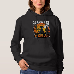 Halloween-Schwarze-Katze-Verlassenes-Haus-Mond-Des Hoodie