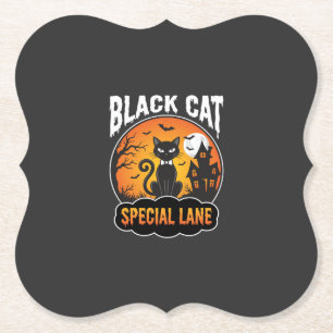 Halloween-Schwarze-Katze-Verlassenes-Haus-Mond-Des Untersetzer