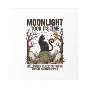 Halloween-Schwarze-Katze-Vintage-Friedhof-Shirt_1 Notizblock