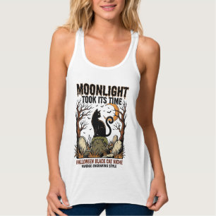 Halloween-Schwarze-Katze-Vintage-Friedhof-Shirt_1 Tank Top