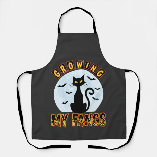 Halloween-Schwarze-Katze-Wachsender-Fang-Design Schürze (Vorderseite)