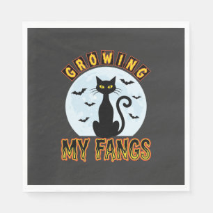 Halloween-Schwarze-Katze-Wachsender-Fang-Design Serviette