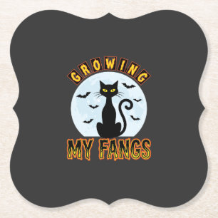 Halloween-Schwarze-Katze-Wachsender-Fang-Design Untersetzer